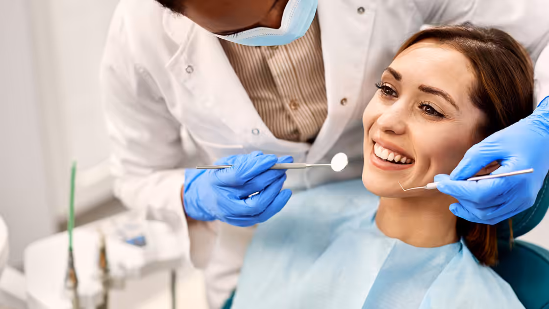 Lady in dentist chair