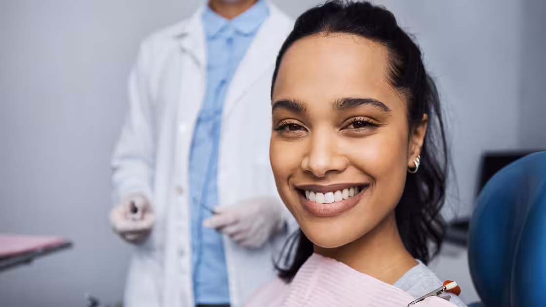 Smiling lady at the dentist